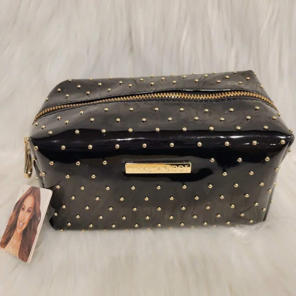 Thalia Sodi Shiny Black w/ Studs Cosmetic Bag